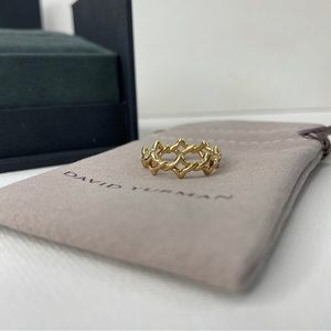 DAVID YURMAN 18K Yellow Gold Venetian Quatrefoil Stack Band Ring Size 7
